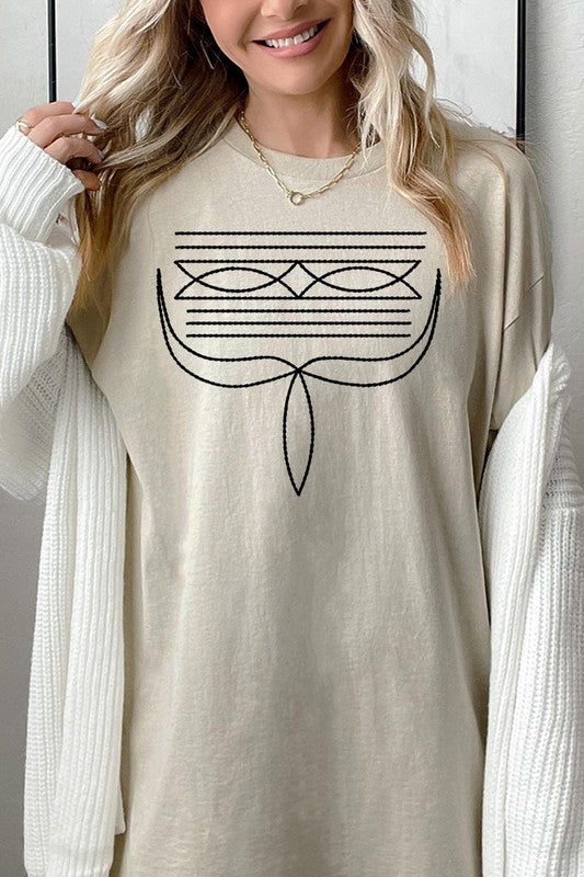 Western Boot Stitch Graphic Heavyweight T Shirts