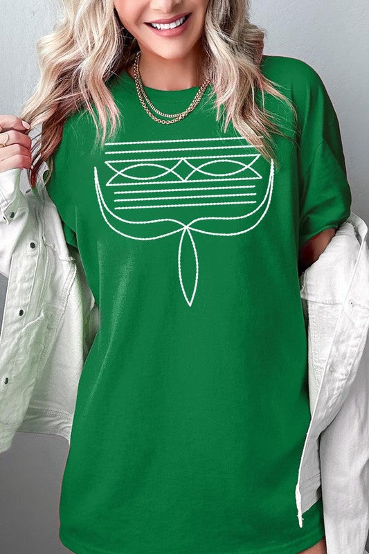 Western Boot Stitch Graphic Heavyweight T Shirts