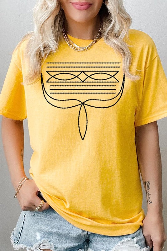 Western Boot Stitch Graphic Heavyweight T Shirts