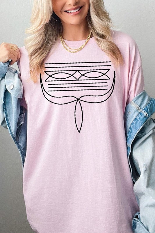 Western Boot Stitch Graphic Heavyweight T Shirts