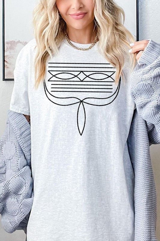 Western Boot Stitch Graphic Heavyweight T Shirts