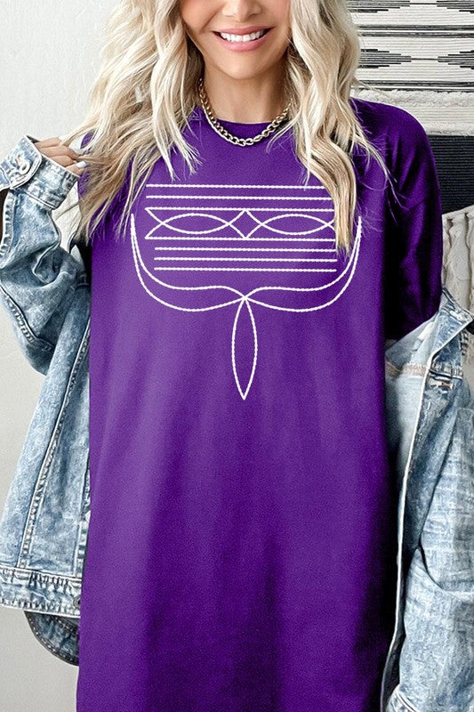 Western Boot Stitch Graphic Heavyweight T Shirts
