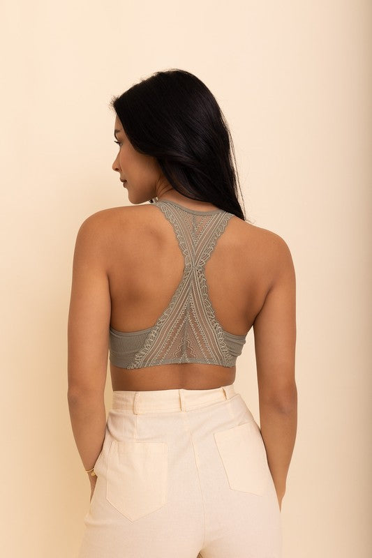 Seamless Front Lace Racerback Bralette