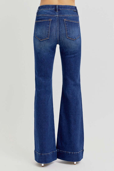 Risen Jeans Tummy Control High Rise Flare Elastic Band Jeans