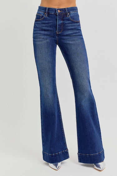 Risen Jeans Tummy Control High Rise Flare Elastic Band Jeans
