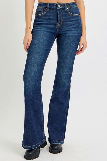 Risen Denim Tummy Control High Rise Flare Jeans