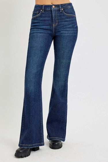 Risen Denim Tummy Control High Rise Flare Jeans