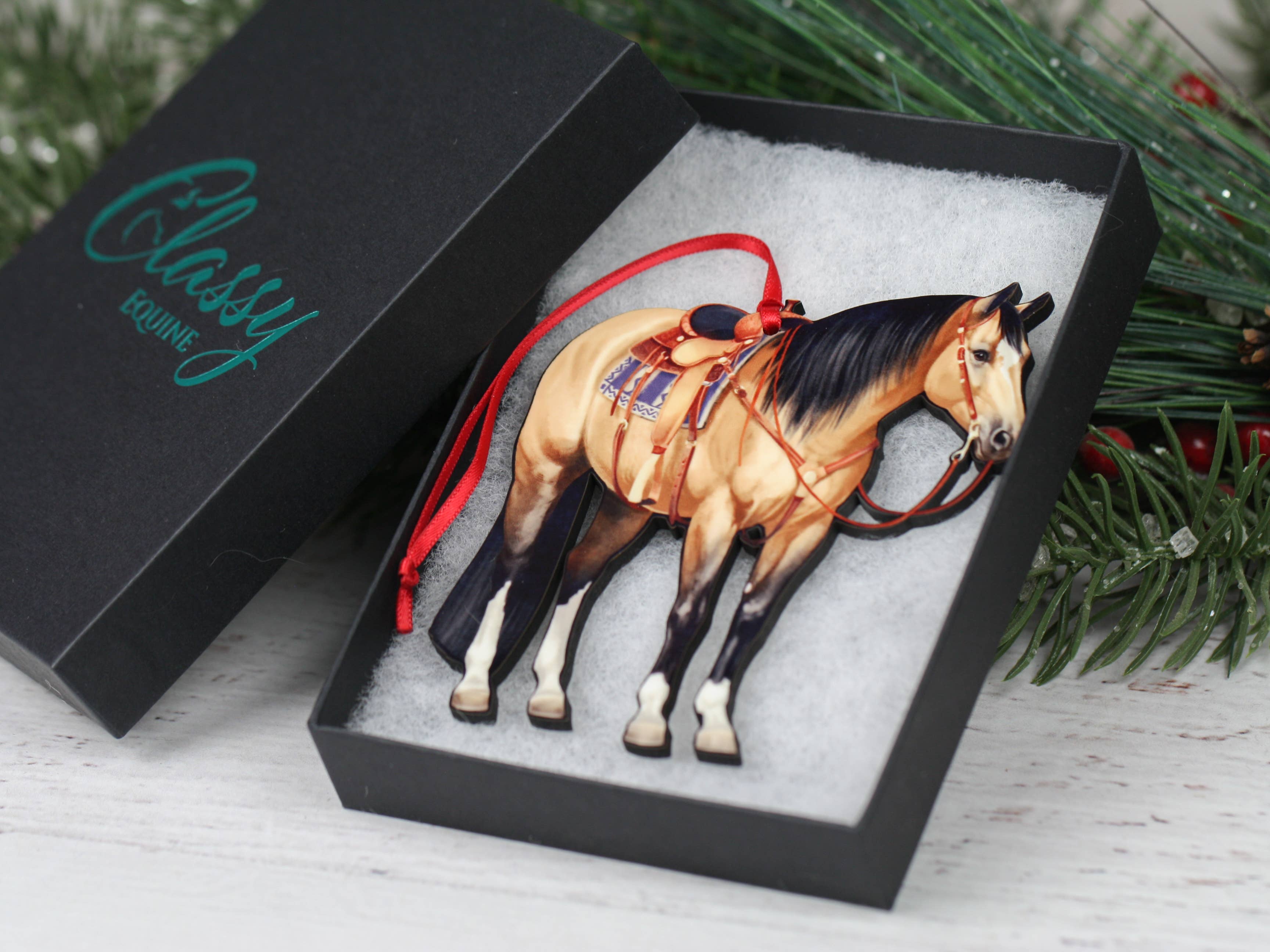 Buckskin Western Ranch Horse Ornament - Quarter Horse Decor