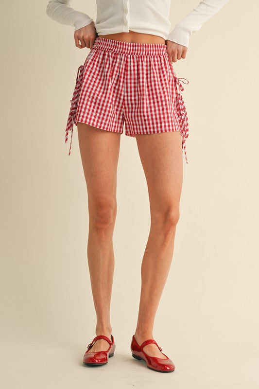 Gingham Check Side Bow Detail Shorts