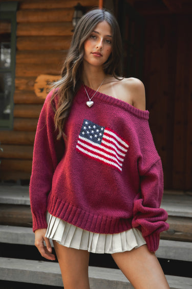 Brandi Ribbed Knit Sweater American Flag