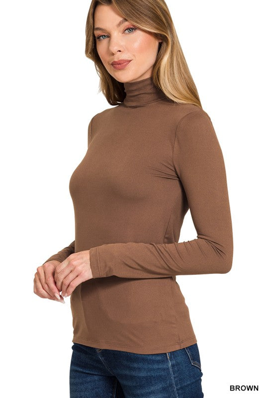 Zenana Long Sleeve Turtleneck Tops – Soft Basic Layering Tees