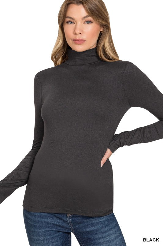 Zenana Long Sleeve Turtleneck Tops – Soft Basic Layering Tees