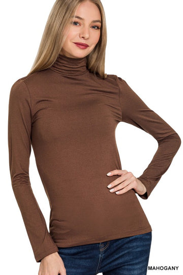 Zenana Long Sleeve Turtleneck Tops – Soft Basic Layering Tees