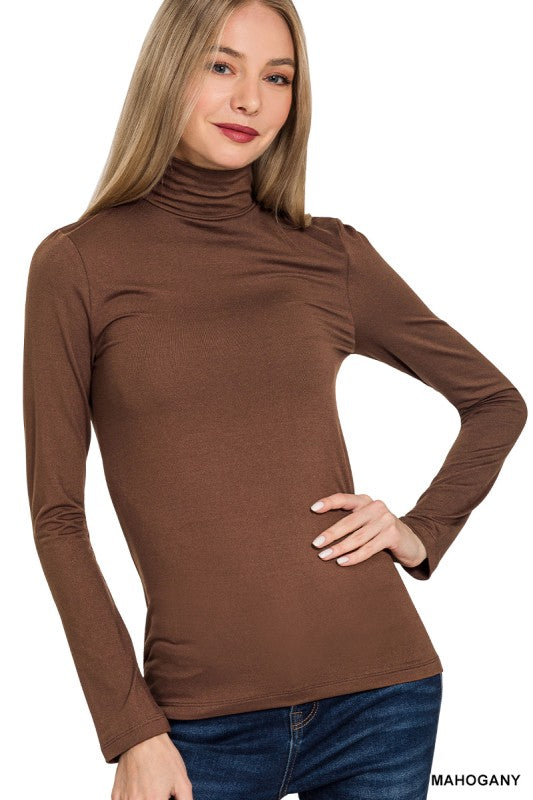 Zenana Long Sleeve Turtleneck Tops – Soft Basic Layering Tees
