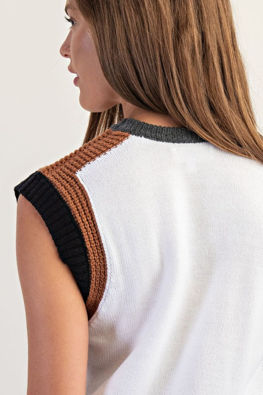 Colorblock Knit Sleeveless Top