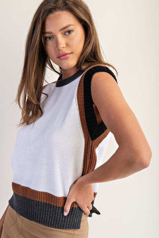 Colorblock Knit Sleeveless Top