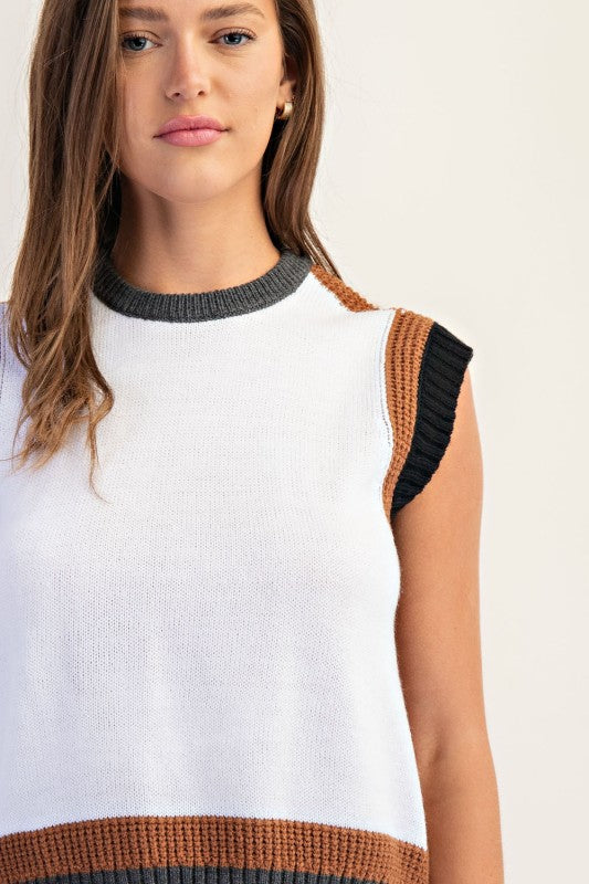 Colorblock Knit Sleeveless Top