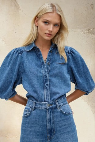 Balloon Sleeved Denim Shirt