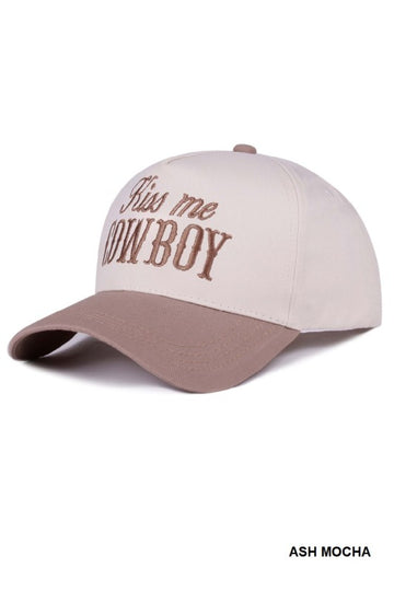 Kiss Me Cowboy Two Tone Canvas Cotton Cap