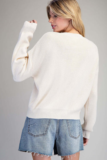 Fall Pumpkin Embroidered Sweater – Ivory Knit - Cowgirl Charm
