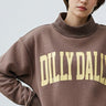 Bucketlist Dilly Dally reversible mocha oversized mock neck sweater, short sleeve sweater, cozy and stylish for casual wear.
