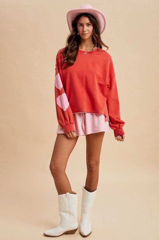 Valentine Heart Patch French Terry Sweatshirt