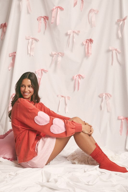 Valentine Heart Patch French Terry Sweatshirt