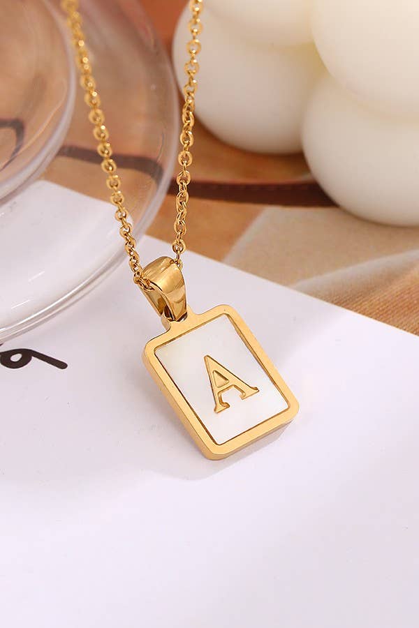 MOP  INITIAL STAINLESS STEEL TARNISH FREE NECKLACE |