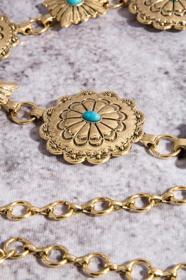 Western Round Concho Disc Chain Belt