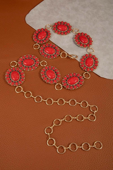 Western Oval Concho Disc Chain Belt