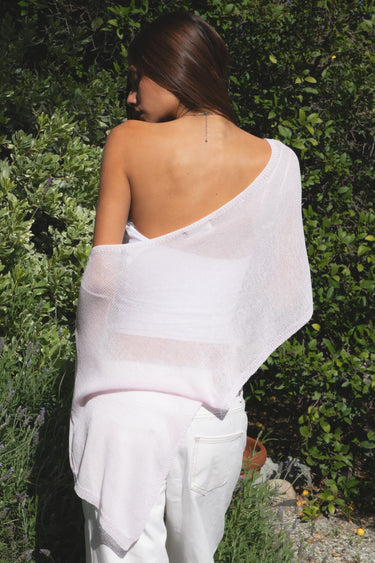 Solei Off Shoulder Sheer Sweater Knit Cape