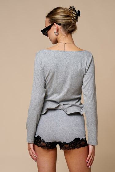 Everyday Boat Neck Long Sleeve Top – Heather Gray