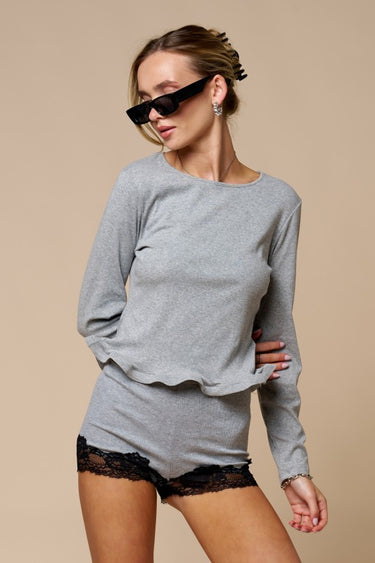Everyday Boat Neck Long Sleeve Top – Heather Gray