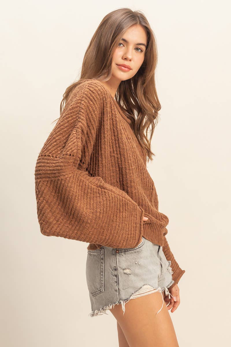 Ribbed Drop Sleeve Sweater