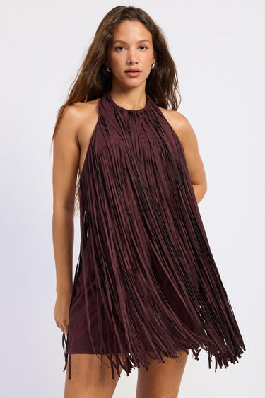 Mini Suede Fringe Dress