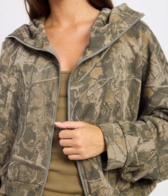 High Neck Zip Up Camo zip up