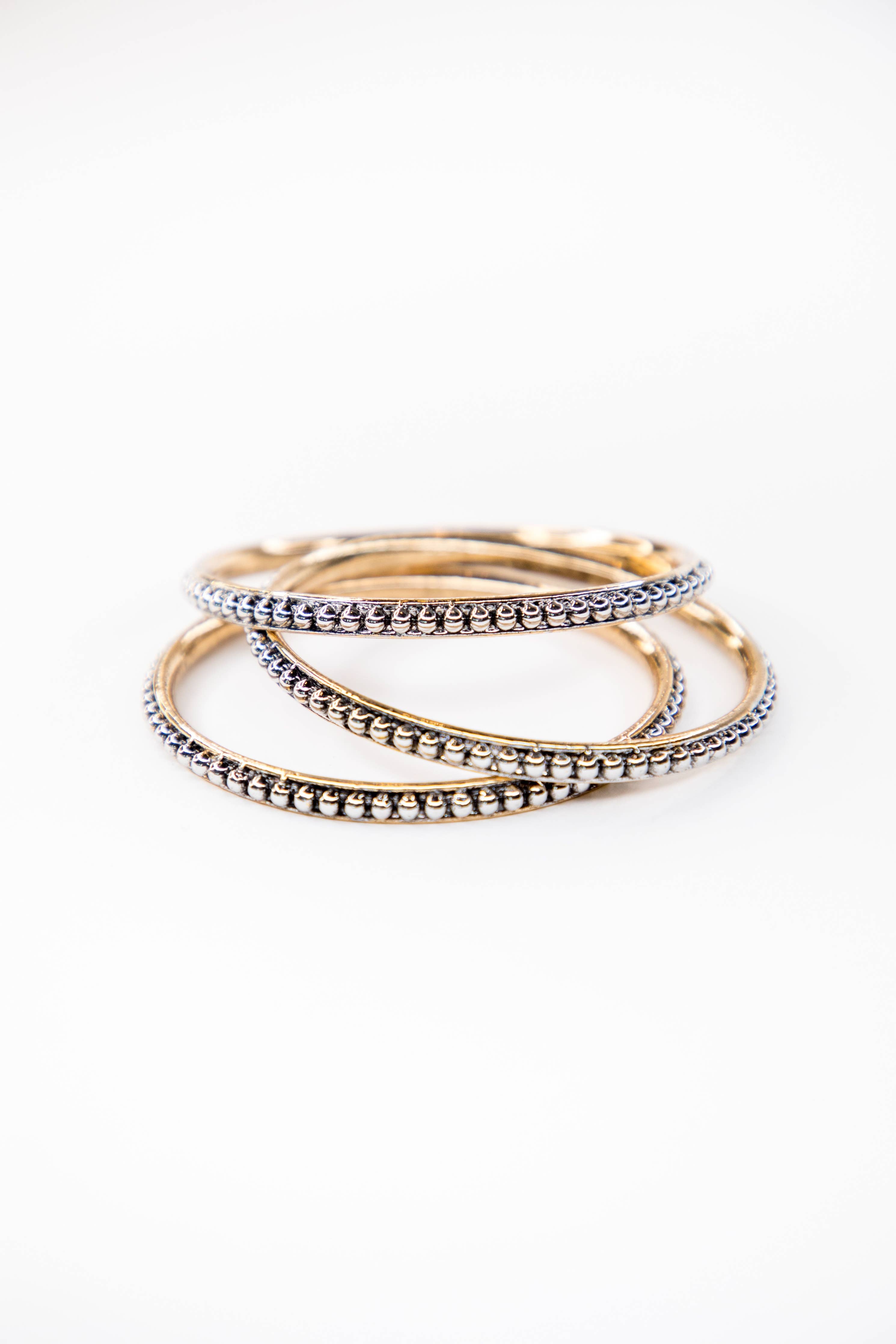 18K Plated Dotted Bangle Set