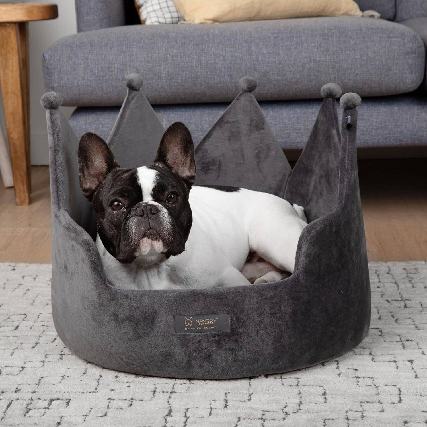 NANDOG Prive Collection Large Crown Bed (D. GRAY)
