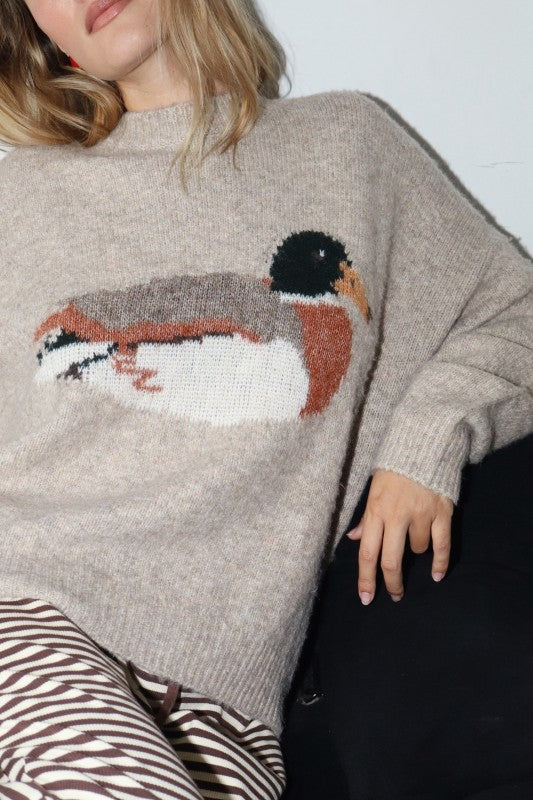 Bailey Rose Duck Graphic Knit Sweater
