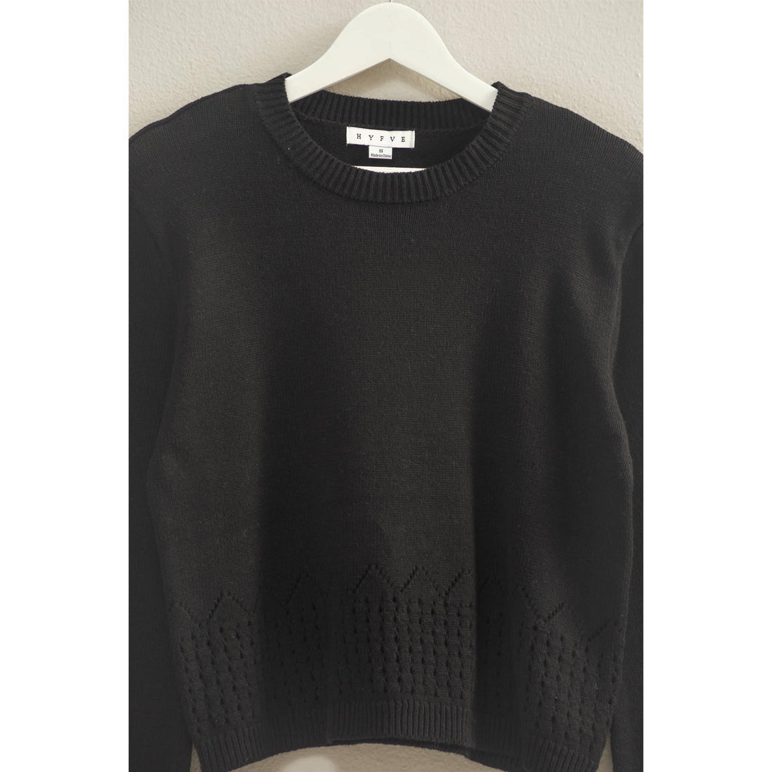Unique Eyelet Detailed Long Sleeve Sweater