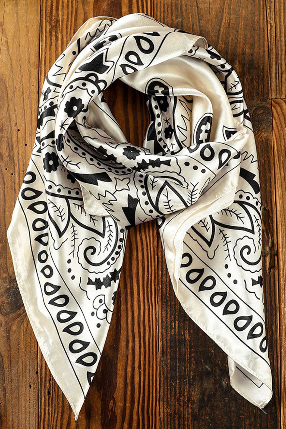 Vintage Fashion Satin Paisley Flower Prints Square Scarf