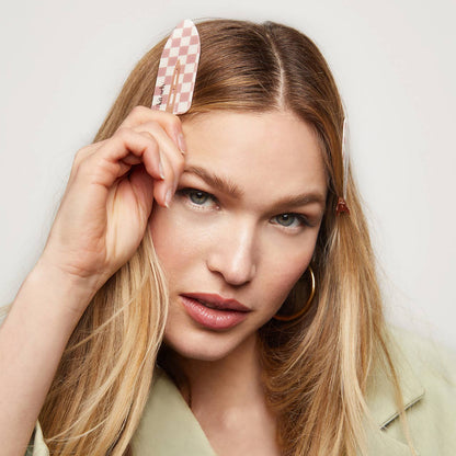 KITSCH recycled plastic XL creaseless clips in terracotta, two large hair clips with smooth, durable design for styling and hold