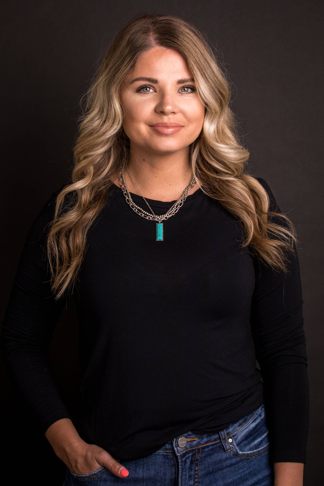 14",16",18" Layered Necklace with Turquoise Bar Pendant