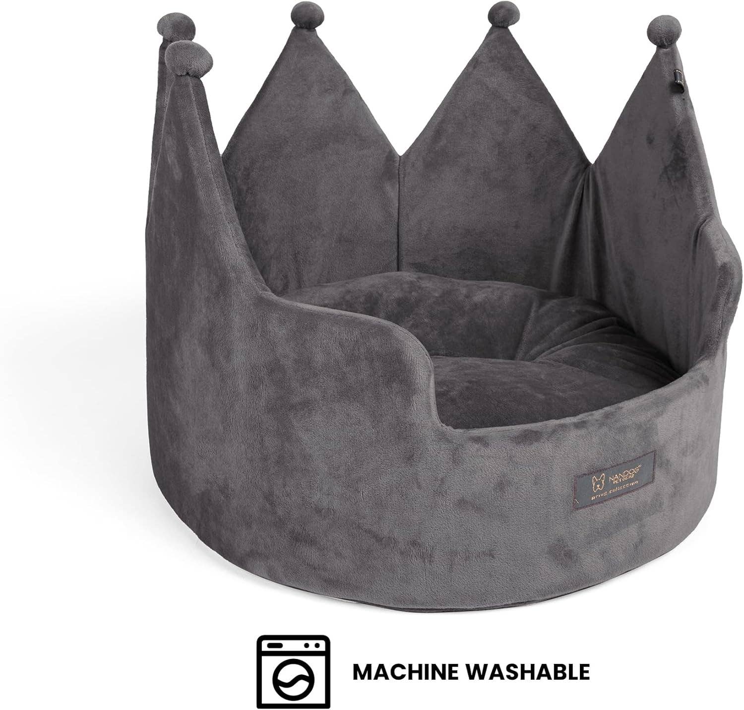 NANDOG Prive Collection Large Crown Bed (D. GRAY)