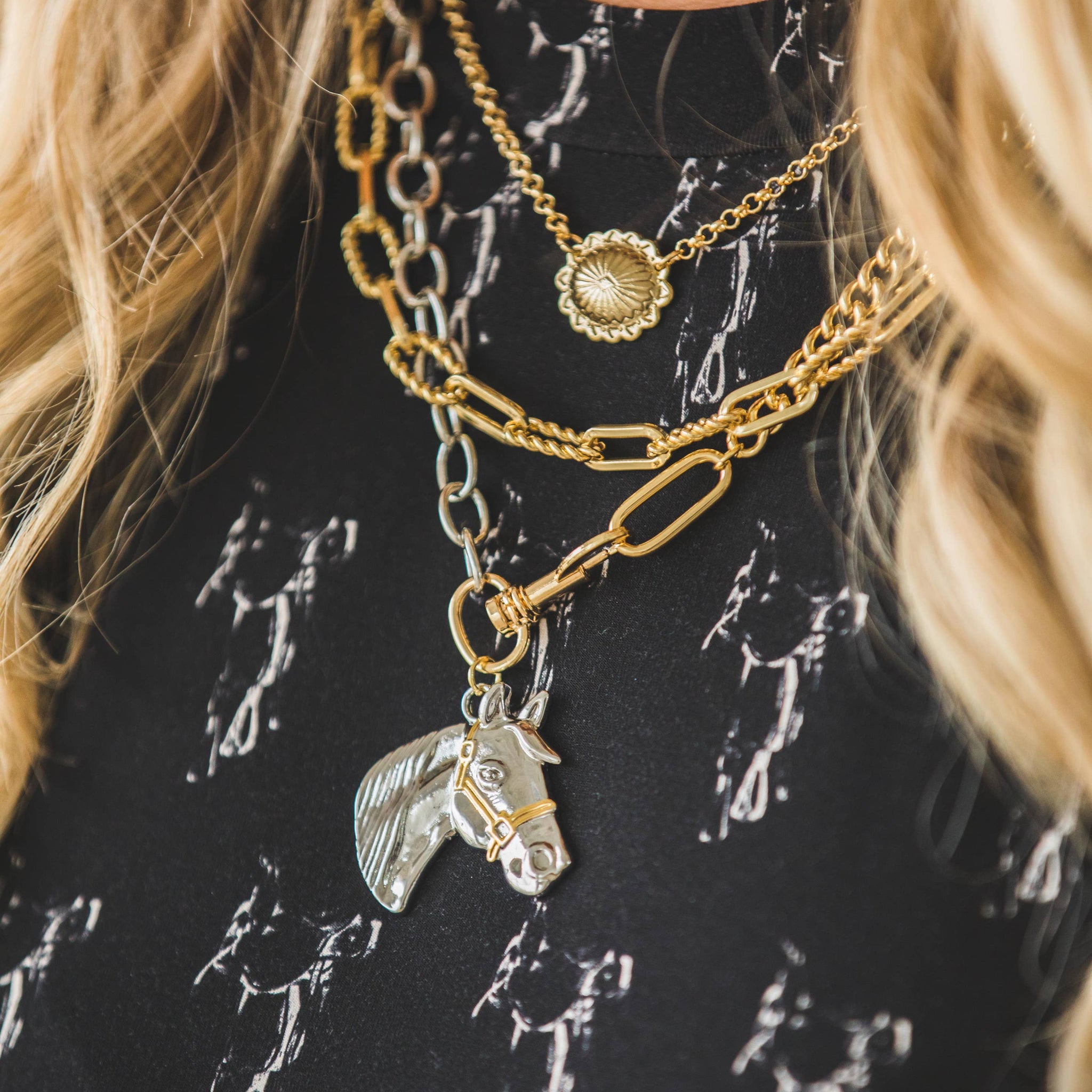 15" 18K Gold Plated Dainty Concho Necklace