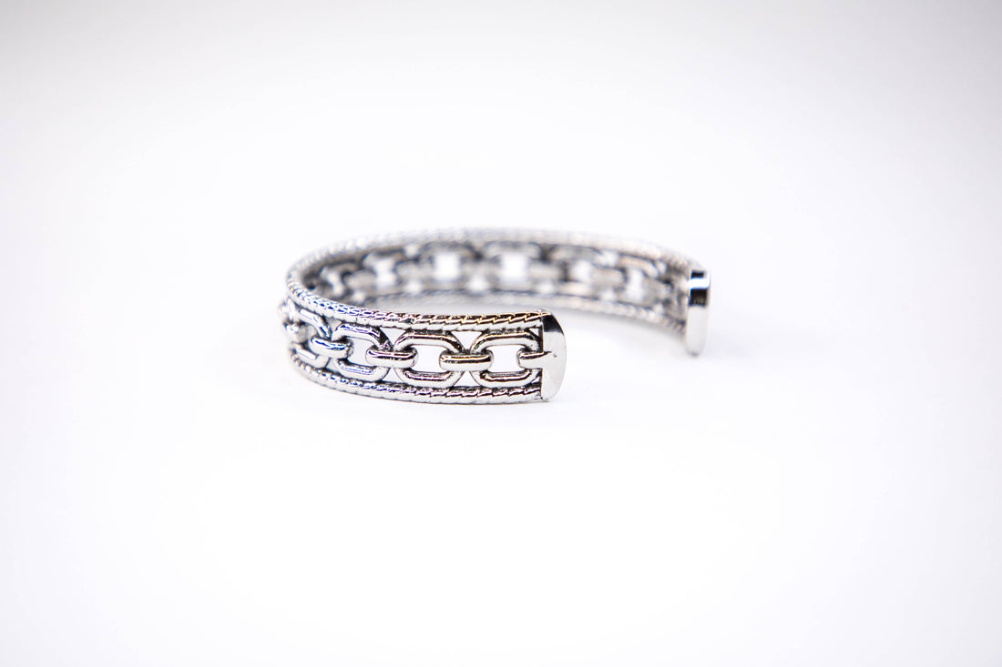 18K Gold Plated Rope and Chain Cuff Bracelet