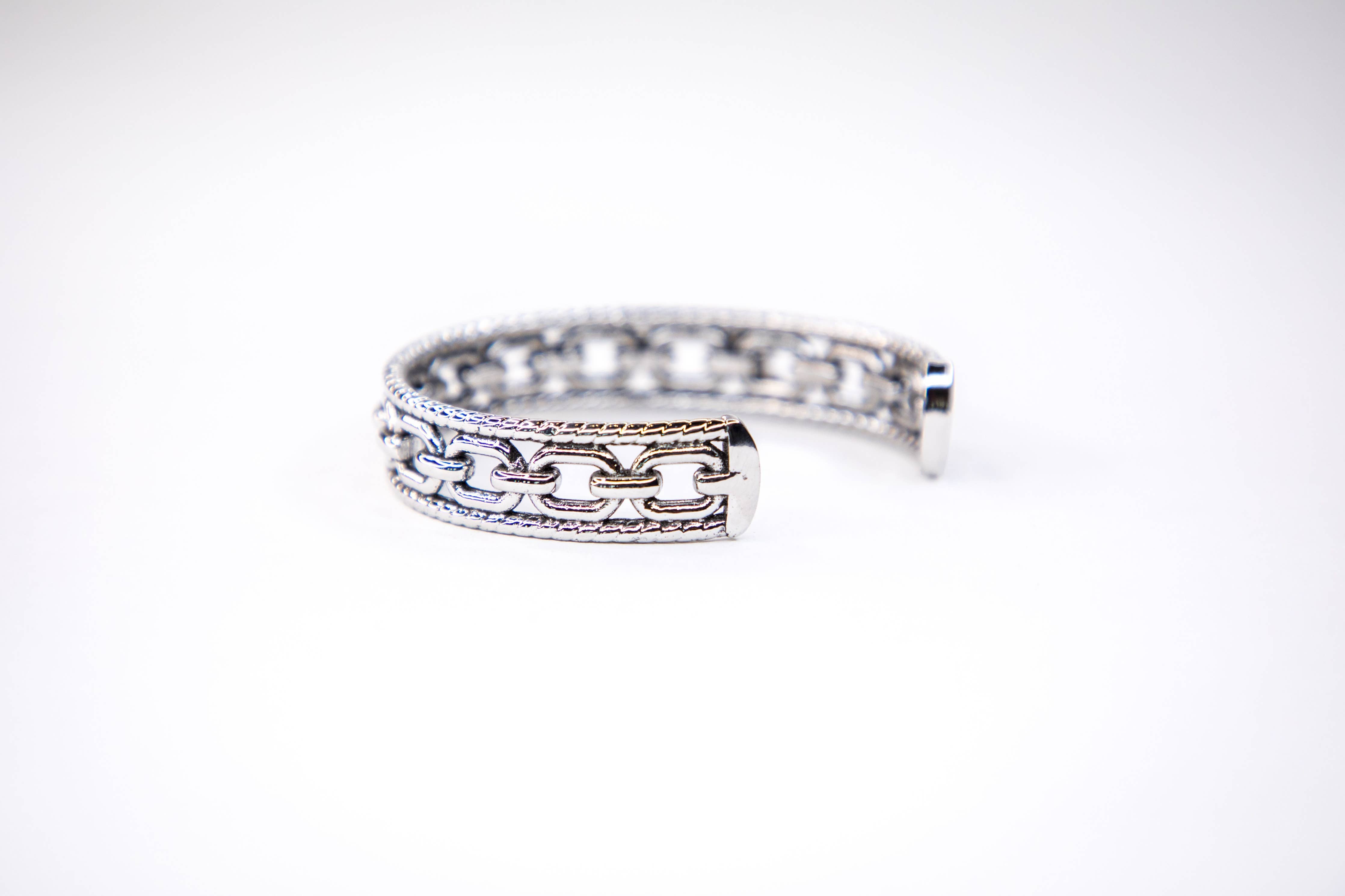 18K Gold Plated Rope and Chain Cuff Bracelet