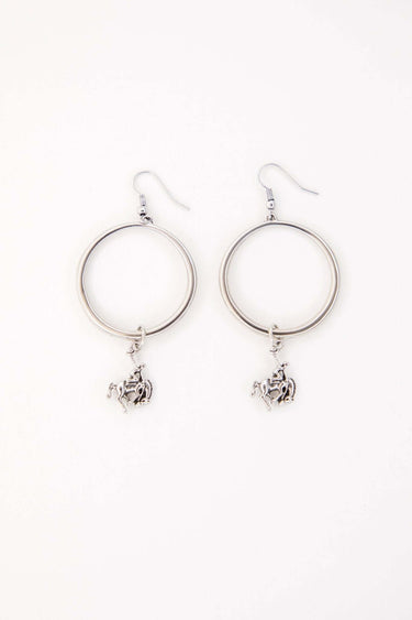 3" 18K Gold Plated Hoop Earring on Fishook with Bucking - Cowgirl Charm