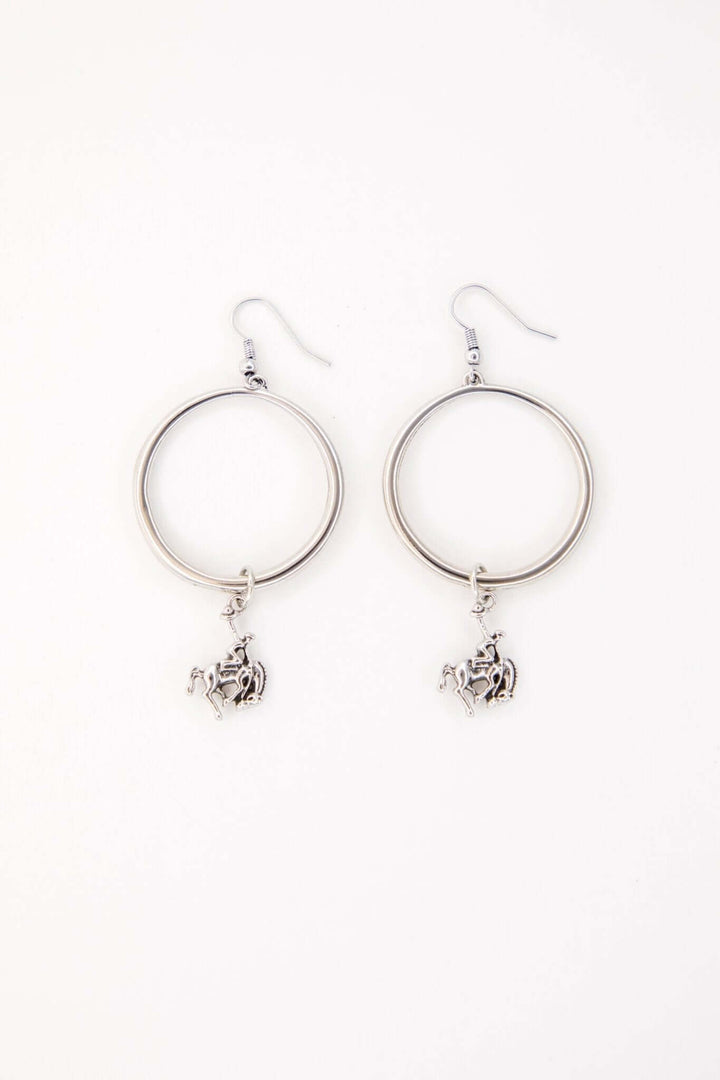 3" 18K Gold Plated Hoop Earring on Fishook with Bucking - Cowgirl Charm