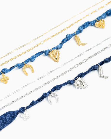 3 Layered Western Denim Bandana Scarf Necklace - Cowgirl Charm